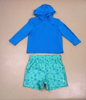 Avalanche Baby Boys 12M Swim Set UPF 50+ Hooded Rash Guard Shorts NWT